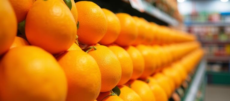 Visuell uniforme Orangen für Supermarktregale in Österreich