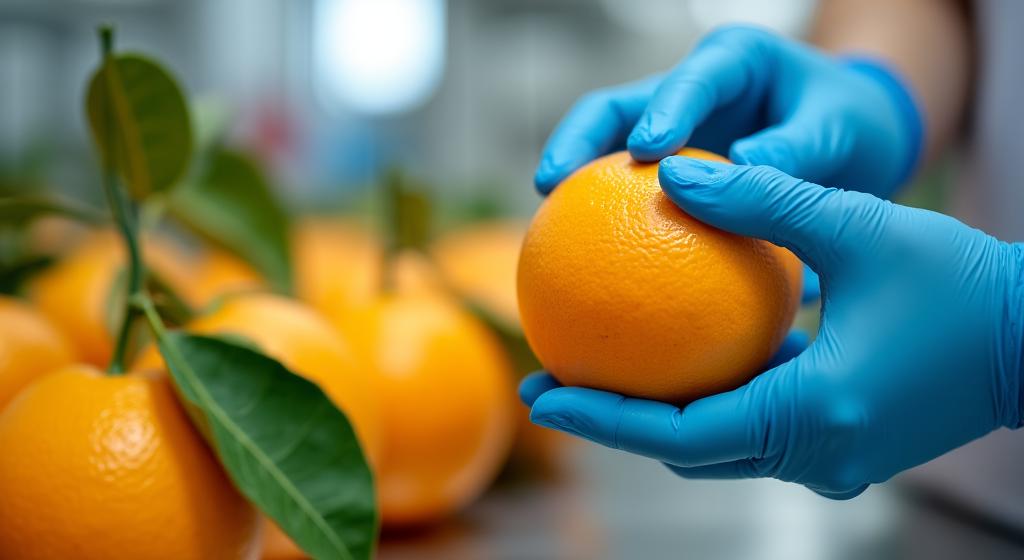 Qualitätskontrolle von frischen Orangen und Zitrusfrüchten mit nachvollziehbarer Herkunft